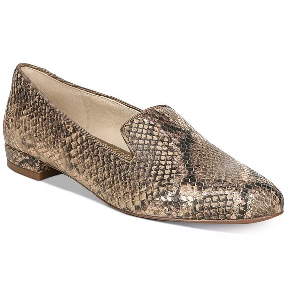 Sam Edelman Jordy Metallic Snakeskin Python Loafers Slip-On Shoes - Picture 1 of 10